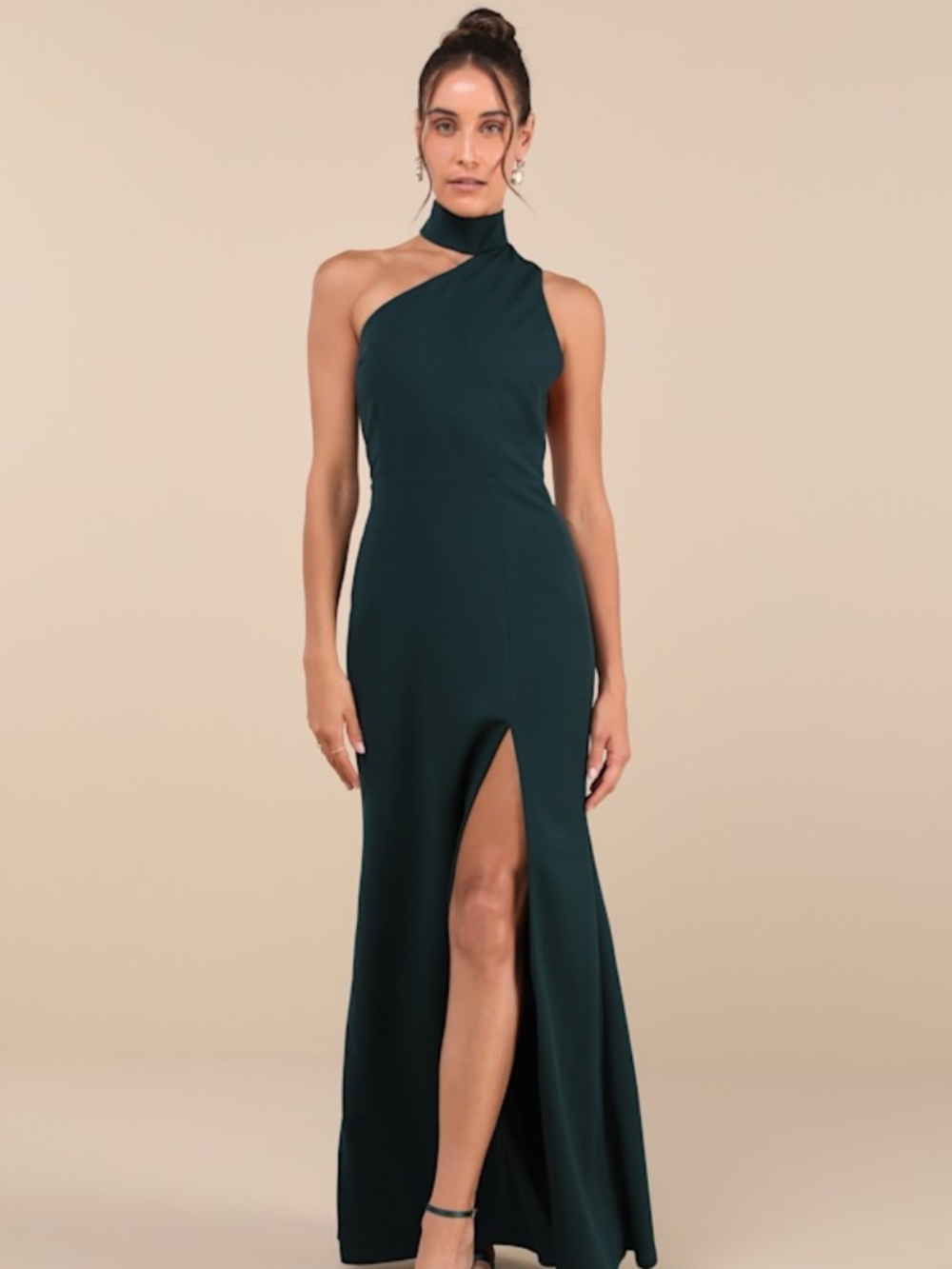 Lulus Keep It Interesting Green Asymmetrical Cutout Halter Maxi Dress - Size XS